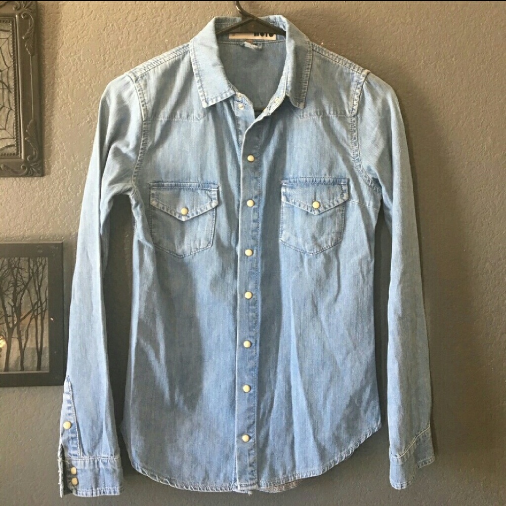 Jean button up top